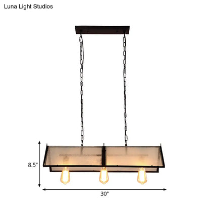 DecorBites™ Classic Black Island Lamp - 3/5 Light Ceiling Hanging Fixture with Exposed Bulbs & Frosted Glass