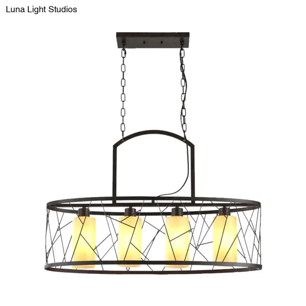 DecorBites™ Classic Black Metal Rectangle Island Ceiling Light with 4 Hanging Lamps for Dining Room