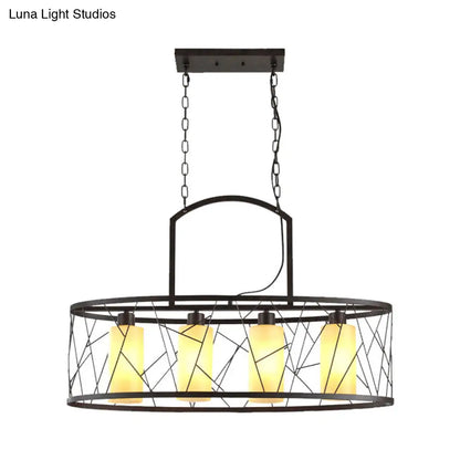 DecorBites™ Classic Black Metal Rectangle Island Ceiling Light with 4 Hanging Lamps for Dining Room