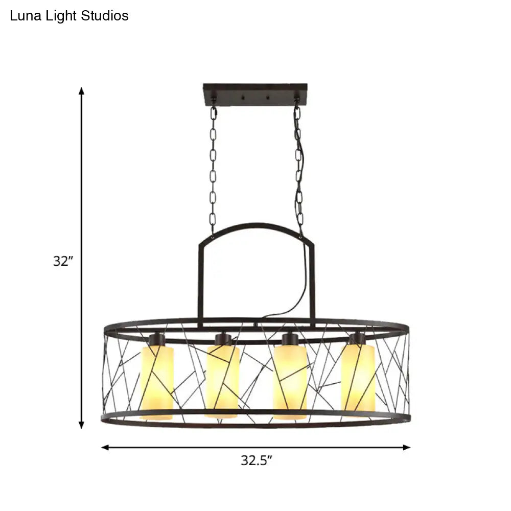 DecorBites™ Classic Black Metal Rectangle Island Ceiling Light with 4 Hanging Lamps for Dining Room