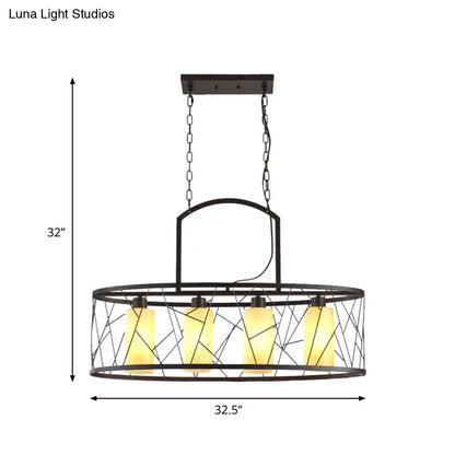 DecorBites™ Classic Black Metal Rectangle Island Ceiling Light with 4 Hanging Lamps for Dining Room