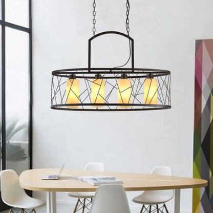 DecorBites™ Classic Black Metal Rectangle Island Ceiling Light with 4 Hanging Lamps for Dining Room