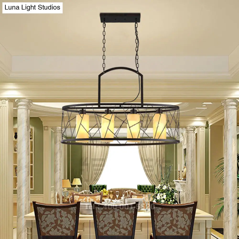 DecorBites™ Classic Black Metal Rectangle Island Ceiling Light with 4 Hanging Lamps for Dining Room