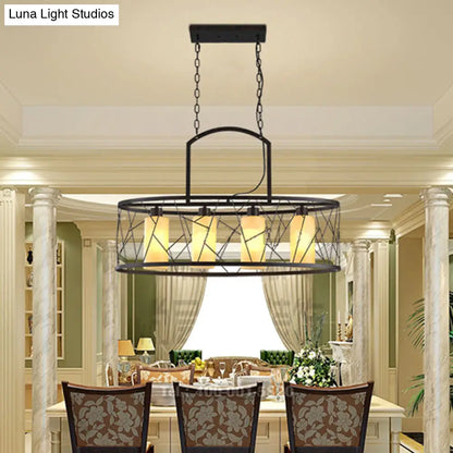 DecorBites™ Classic Black Metal Rectangle Island Ceiling Light with 4 Hanging Lamps for Dining Room