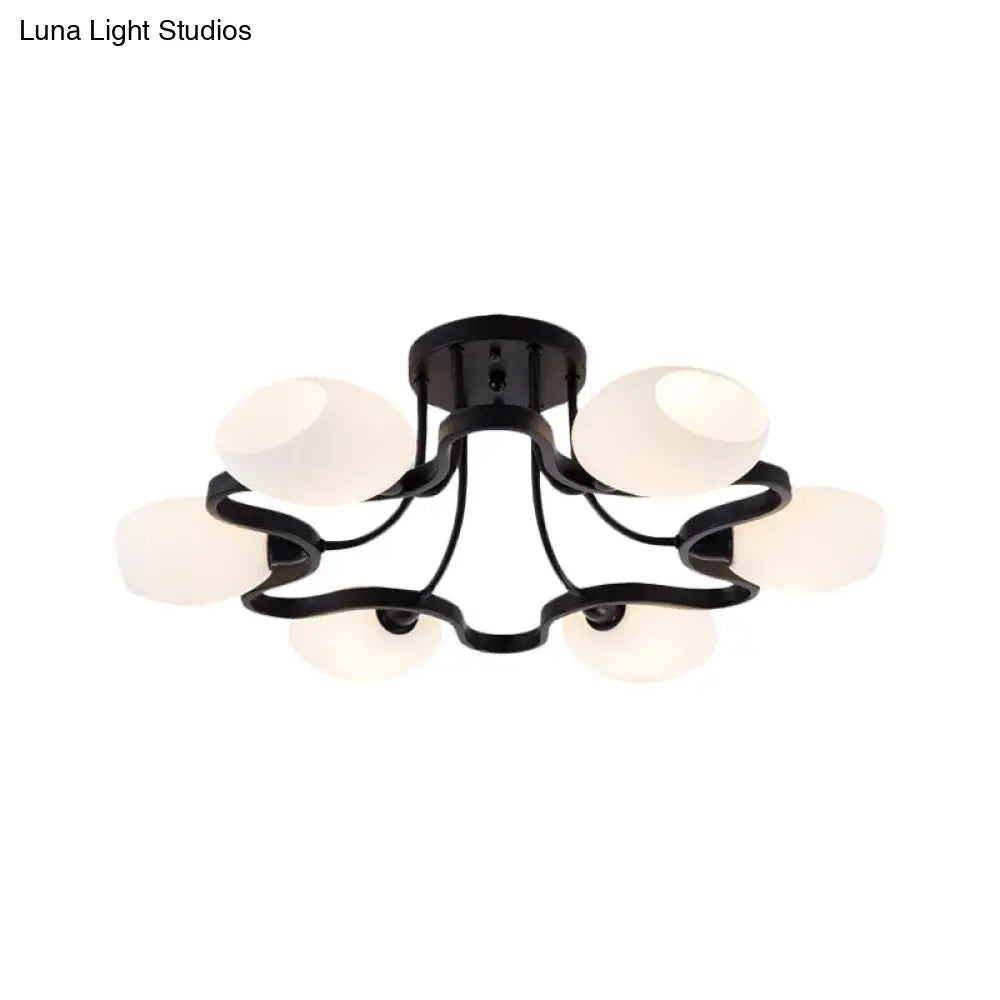 DecorBites™ Classic Black Semi Flush Mount Ceiling Fixture with Bubble White Glass Shades - 6/8/10 Lights for Living Room