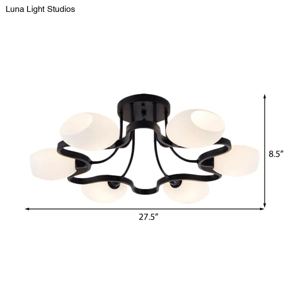 DecorBites™ Classic Black Semi Flush Mount Ceiling Fixture with Bubble White Glass Shades - 6/8/10 Lights for Living Room