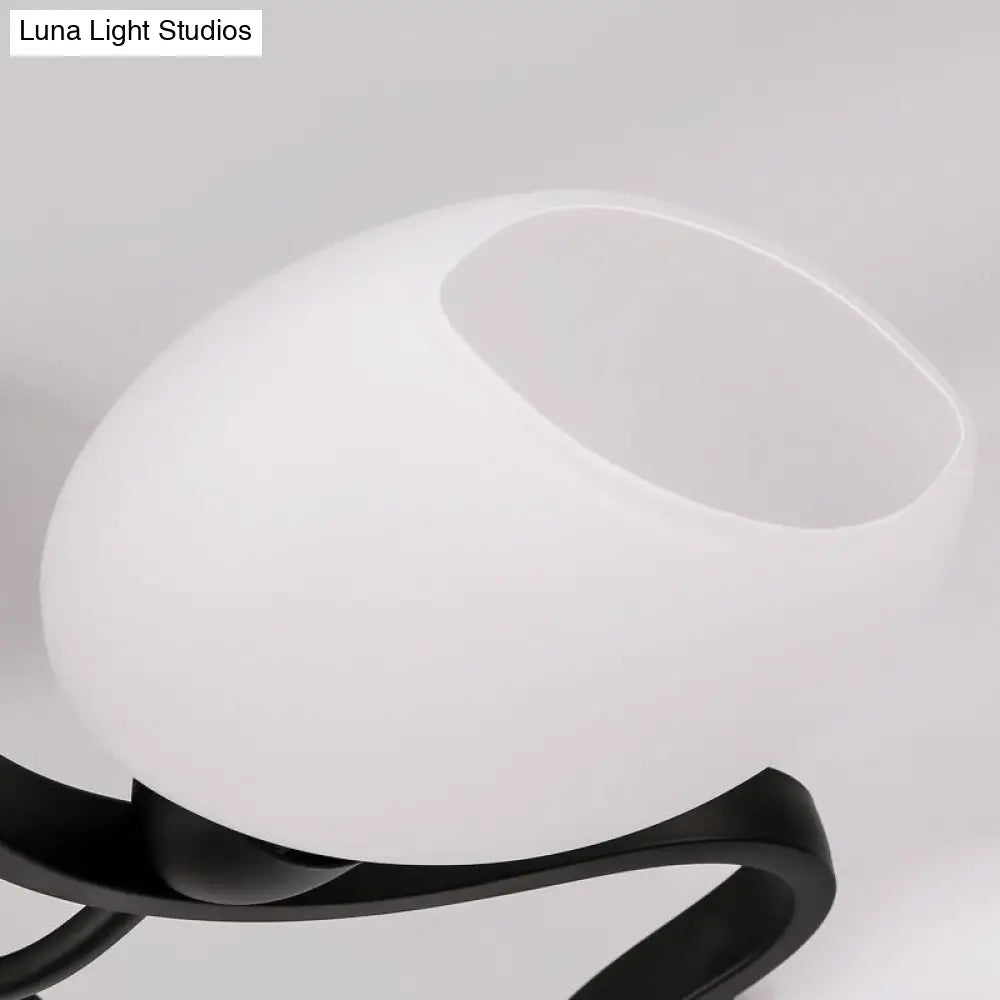 DecorBites™ Classic Black Semi Flush Mount Ceiling Fixture with Bubble White Glass Shades - 6/8/10 Lights for Living Room