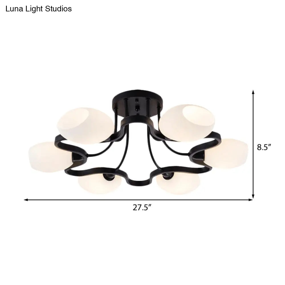 DecorBites™ Classic Black Semi Flush Mount Ceiling Fixture with Bubble White Glass Shades - 6/8/10 Lights for Living Room