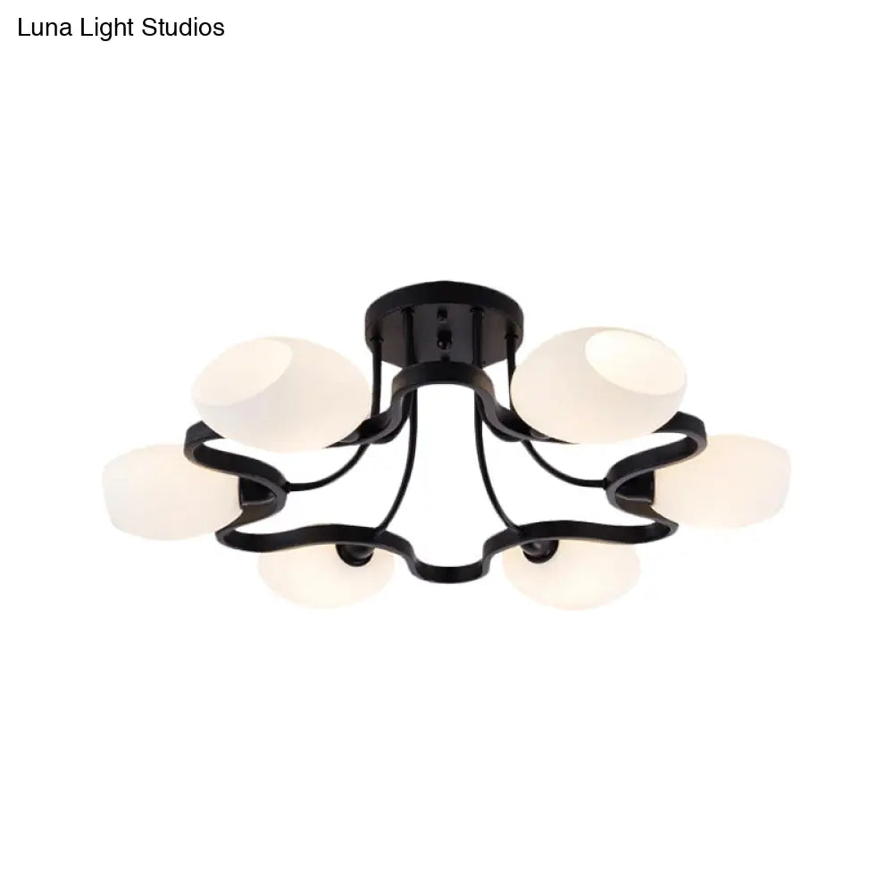 DecorBites™ Classic Black Semi Flush Mount Ceiling Fixture with Bubble White Glass Shades - 6/8/10 Lights for Living Room