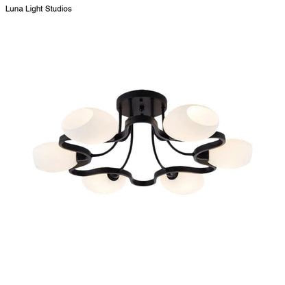 DecorBites™ Classic Black Semi Flush Mount Ceiling Fixture with Bubble White Glass Shades - 6/8/10 Lights for Living Room