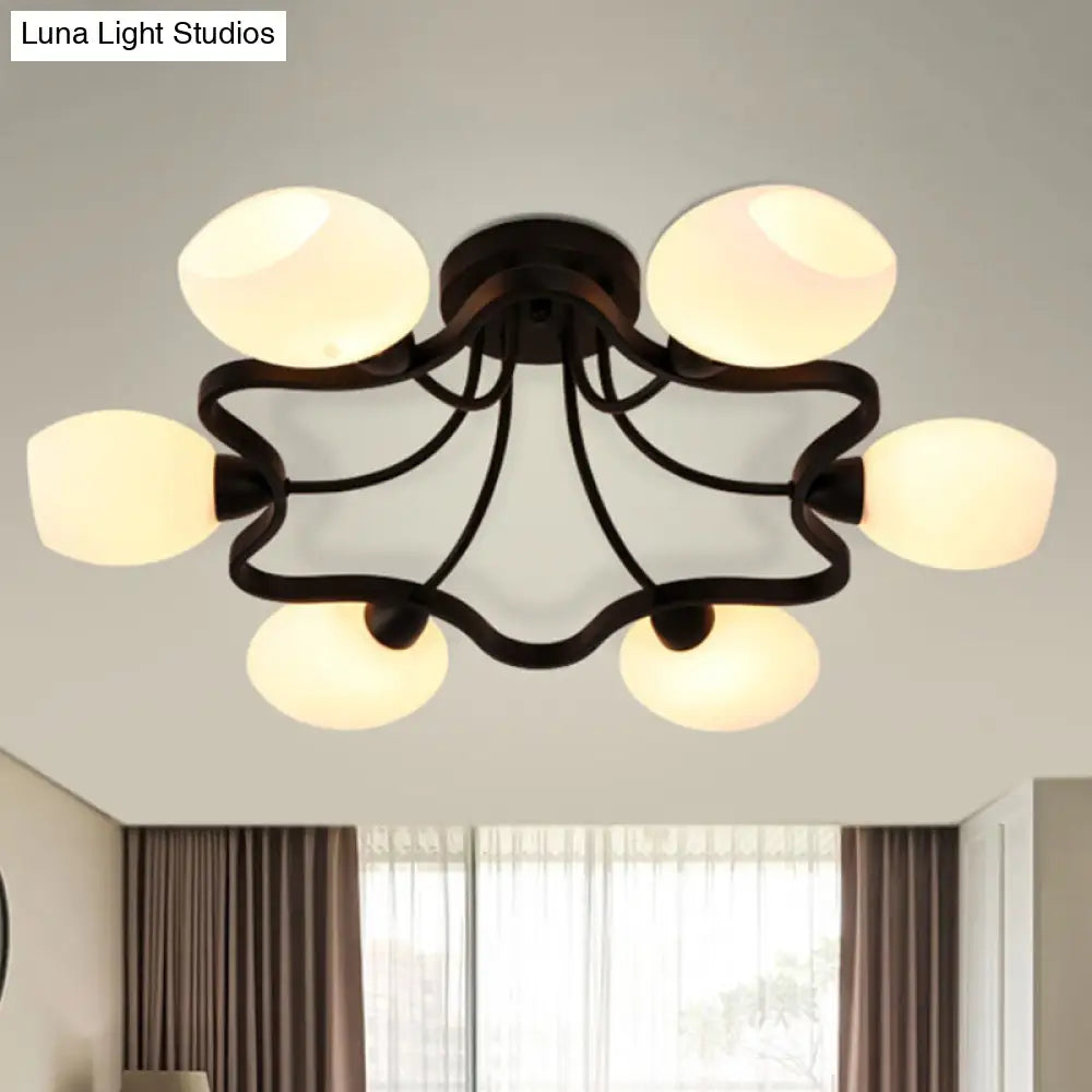 DecorBites™ Classic Black Semi Flush Mount Ceiling Fixture with Bubble White Glass Shades - 6/8/10 Lights for Living Room
