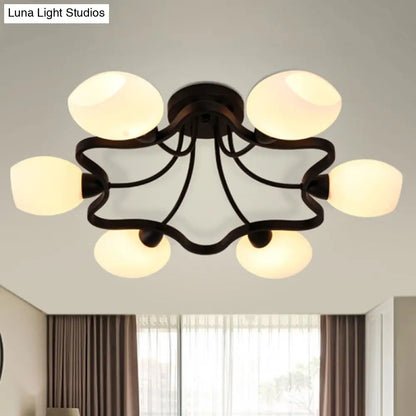 DecorBites™ Classic Black Semi Flush Mount Ceiling Fixture with Bubble White Glass Shades - 6/8/10 Lights for Living Room