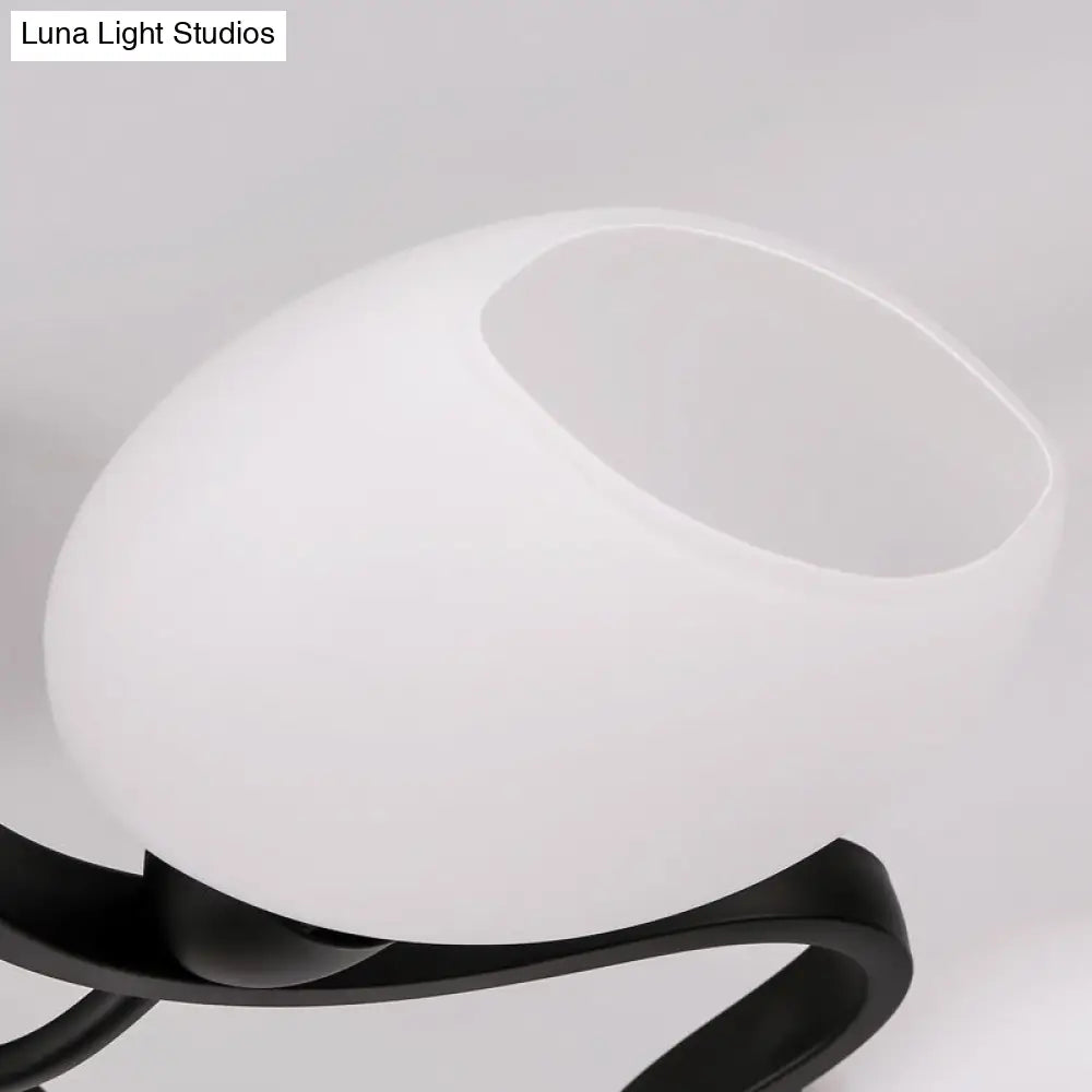 DecorBites™ Classic Black Semi Flush Mount Ceiling Fixture with Bubble White Glass Shades - 6/8/10 Lights for Living Room