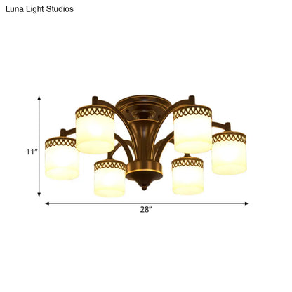 Lámpara de techo cilíndrica semiempotrada DecorBites™ Classic Black con brazo retorcido - 3/6 bombillas, cristal color canela