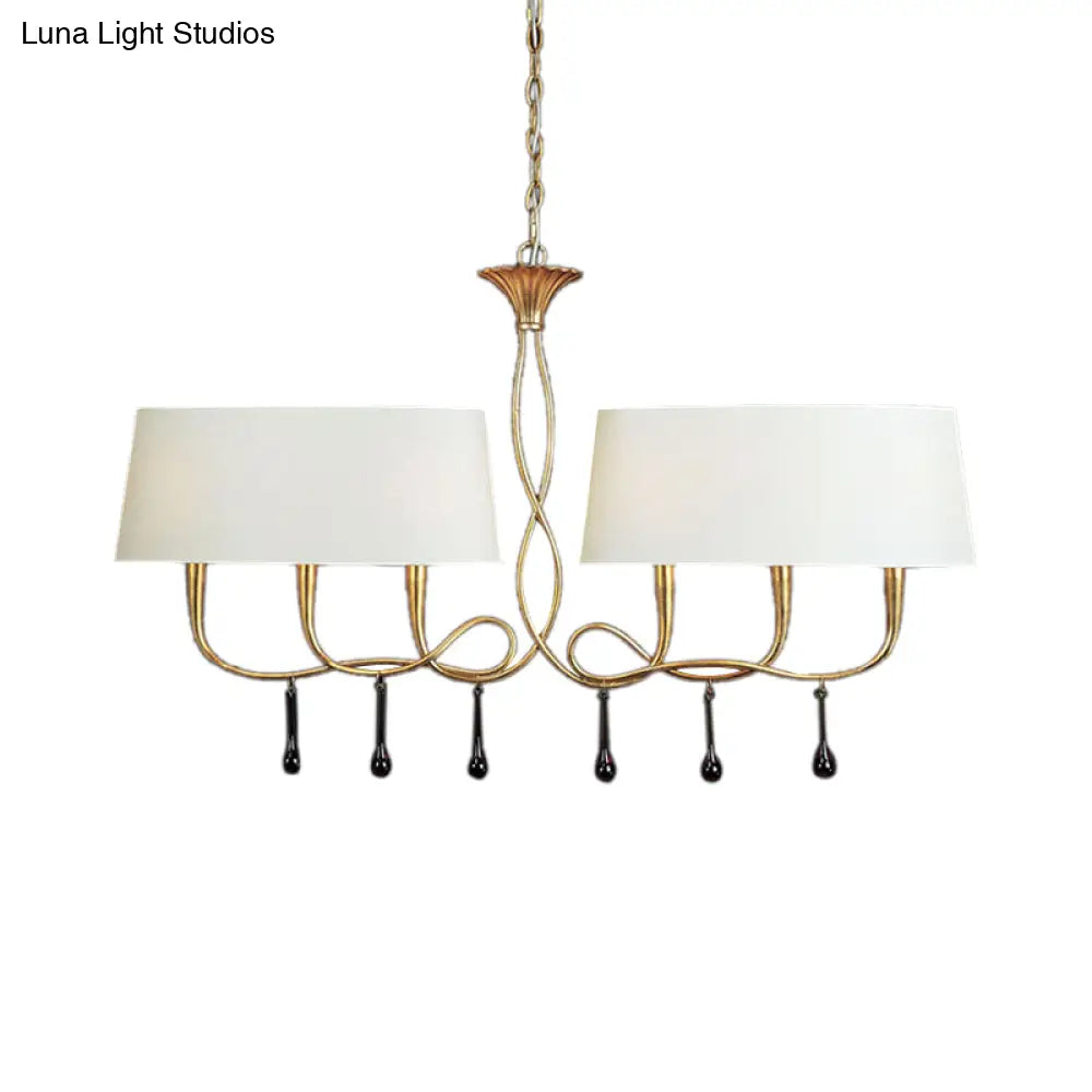 DecorBites™ Classic Black/White Drum Fabric Island Ceiling Light with 6 Hanging Lights for Dining Room