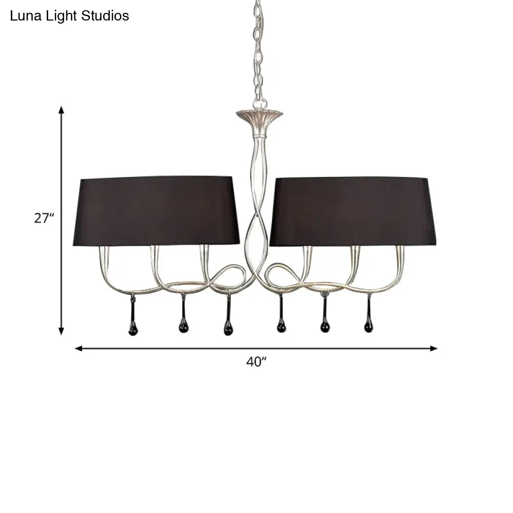 DecorBites™ Classic Black/White Drum Fabric Island Ceiling Light with 6 Hanging Lights for Dining Room