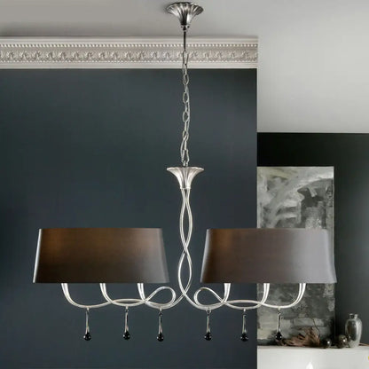 DecorBites™ Classic Black/White Drum Fabric Island Ceiling Light with 6 Hanging Lights for Dining Room