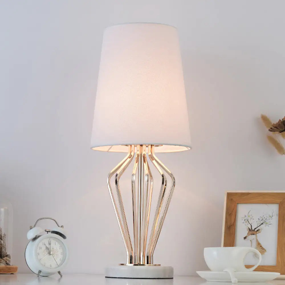 Classic Black/White Table Lamp for Bedroom, Barrel Shape, Traditional Style, 1 Light, 8.5"/12" Wide