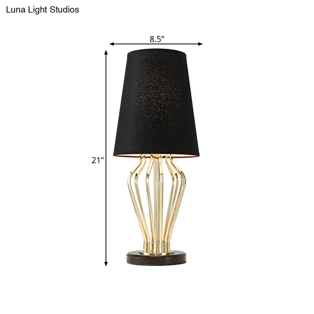 Classic Black/White Table Lamp for Bedroom, Barrel Shape, Traditional Style, 1 Light, 8.5"/12" Wide