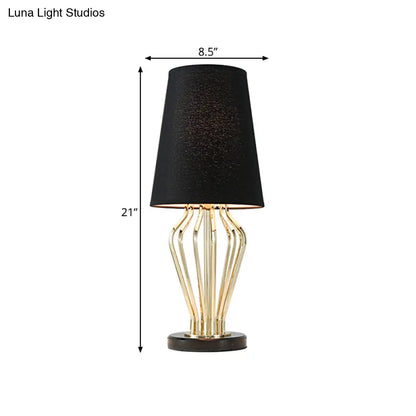 Classic Black/White Table Lamp for Bedroom, Barrel Shape, Traditional Style, 1 Light, 8.5"/12" Wide