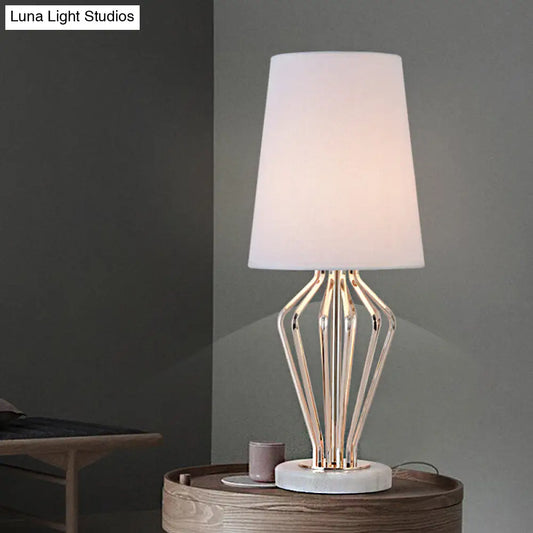 Classic Black/White Table Lamp for Bedroom, Barrel Shape, Traditional Style, 1 Light, 8.5"/12" Wide