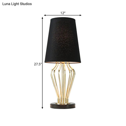 Classic Black/White Table Lamp for Bedroom, Barrel Shape, Traditional Style, 1 Light, 8.5"/12" Wide