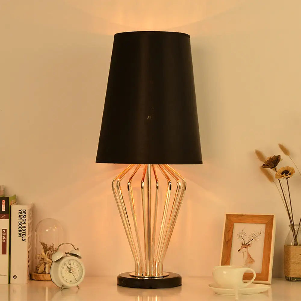 Classic Black/White Table Lamp for Bedroom, Barrel Shape, Traditional Style, 1 Light, 8.5"/12" Wide