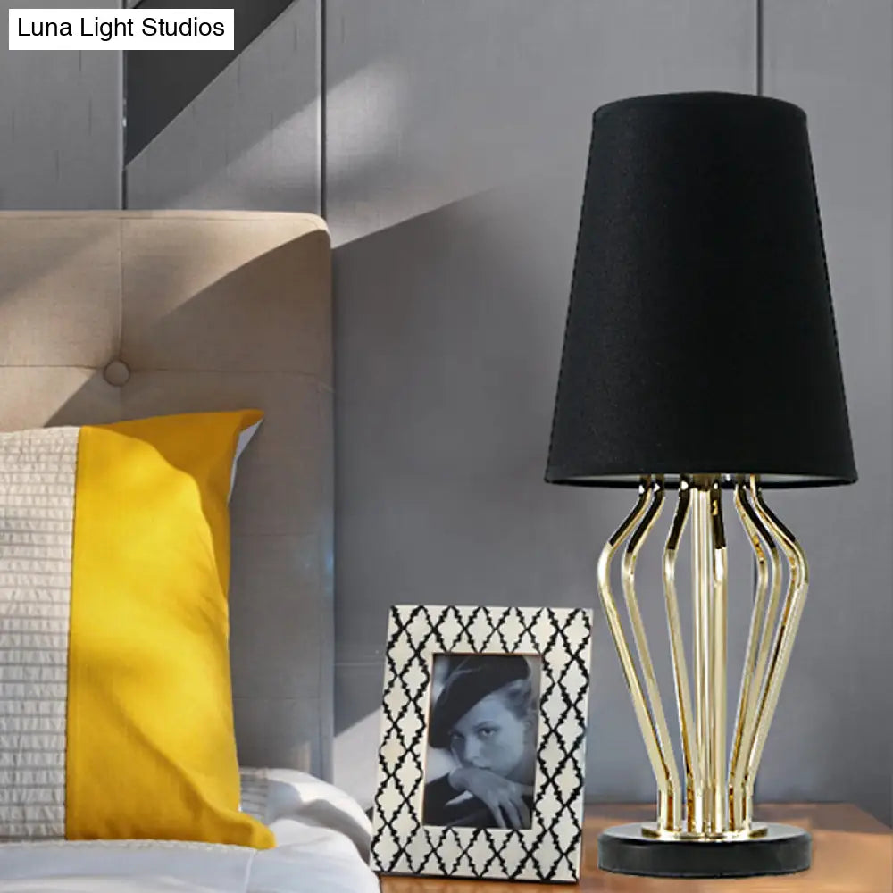 Classic Black/White Table Lamp for Bedroom, Barrel Shape, Traditional Style, 1 Light, 8.5"/12" Wide