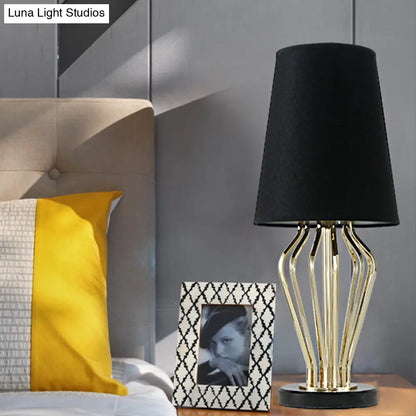 Classic Black/White Table Lamp for Bedroom, Barrel Shape, Traditional Style, 1 Light, 8.5"/12" Wide