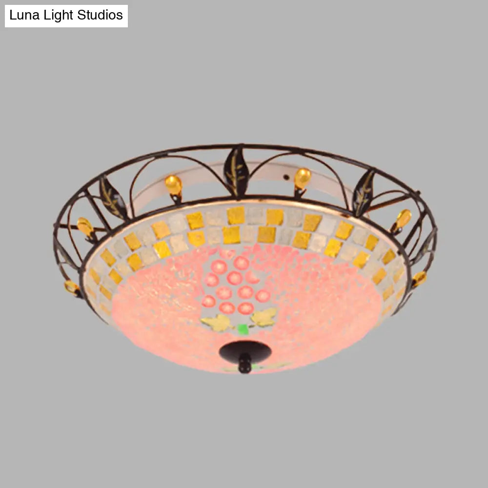 ديكوربايتس™ ديكوربايتس™ مصباح سقف زجاجي مصنفر على شكل وعاء كلاسيكي مع حامل مدمج باللونين الوردي/الأرجواني - مثالي لغرفة المعيشة