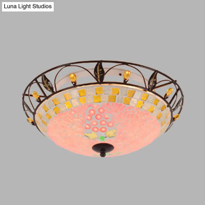 ديكوربايتس™ ديكوربايتس™ مصباح سقف زجاجي مصنفر على شكل وعاء كلاسيكي مع حامل مدمج باللونين الوردي/الأرجواني - مثالي لغرفة المعيشة