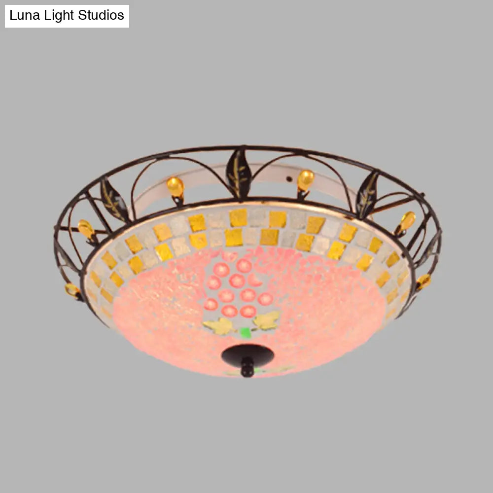 ديكوربايتس™ ديكوربايتس™ مصباح سقف زجاجي مصنفر على شكل وعاء كلاسيكي مع حامل مدمج باللونين الوردي/الأرجواني - مثالي لغرفة المعيشة