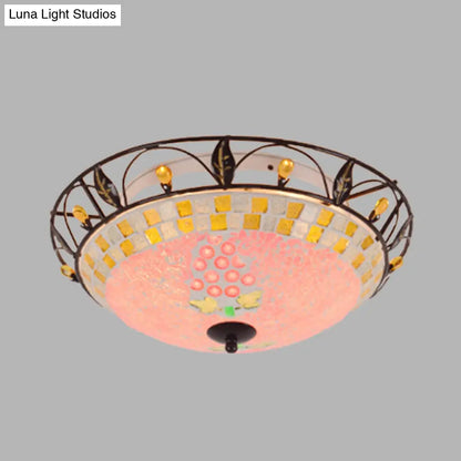 ديكوربايتس™ ديكوربايتس™ مصباح سقف زجاجي مصنفر على شكل وعاء كلاسيكي مع حامل مدمج باللونين الوردي/الأرجواني - مثالي لغرفة المعيشة