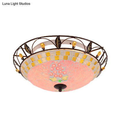 ديكوربايتس™ ديكوربايتس™ مصباح سقف زجاجي مصنفر على شكل وعاء كلاسيكي مع حامل مدمج باللونين الوردي/الأرجواني - مثالي لغرفة المعيشة