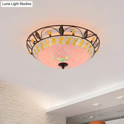 ديكوربايتس™ ديكوربايتس™ مصباح سقف زجاجي مصنفر على شكل وعاء كلاسيكي مع حامل مدمج باللونين الوردي/الأرجواني - مثالي لغرفة المعيشة