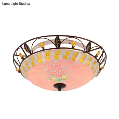 ديكوربايتس™ ديكوربايتس™ مصباح سقف زجاجي مصنفر على شكل وعاء كلاسيكي مع حامل مدمج باللونين الوردي/الأرجواني - مثالي لغرفة المعيشة
