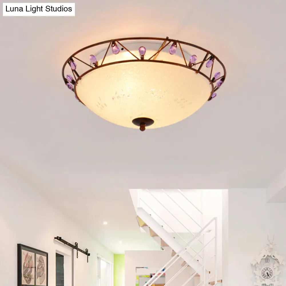 ديكوربايتس™ ديكوربايتس™ مصباح سقف زجاجي مصنفر على شكل وعاء كلاسيكي مع حامل مدمج باللونين الوردي/الأرجواني - مثالي لغرفة المعيشة