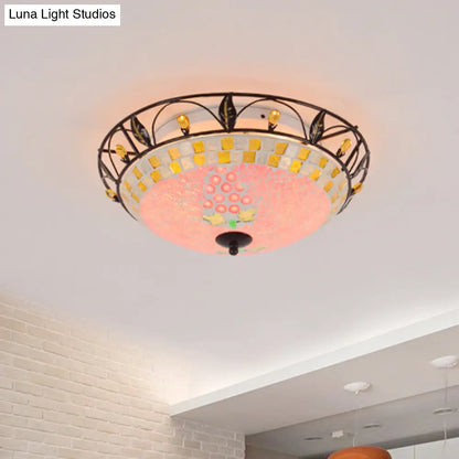 ديكوربايتس™ ديكوربايتس™ مصباح سقف زجاجي مصنفر على شكل وعاء كلاسيكي مع حامل مدمج باللونين الوردي/الأرجواني - مثالي لغرفة المعيشة