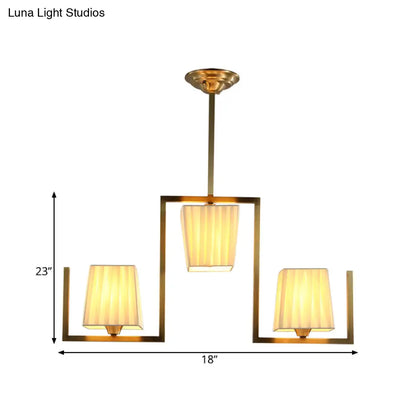 DecorBites™ Classic Brass Island Pendant Light Kit with Rectangle Fabric Shade - 3 Lights Dining Room Lighting