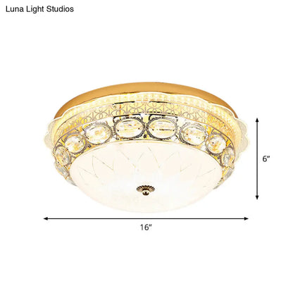 DecorBites™ DecorBites™ Classic Crystal Bowl Flush Ceiling Light - LED Flush Mount Fixture, White - 16"/19.5" Wide - Bedroom Lighting