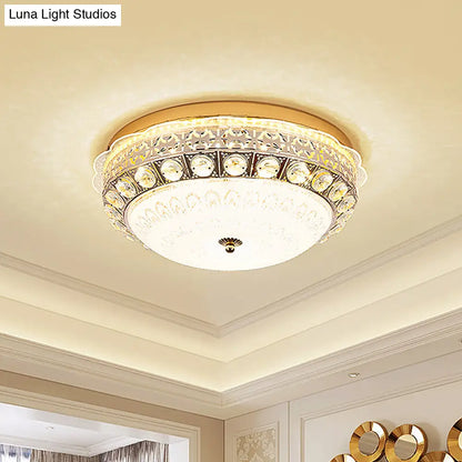 DecorBites™ DecorBites™ Classic Crystal Bowl Flush Ceiling Light - LED Flush Mount Fixture, White - 16"/19.5" Wide - Bedroom Lighting