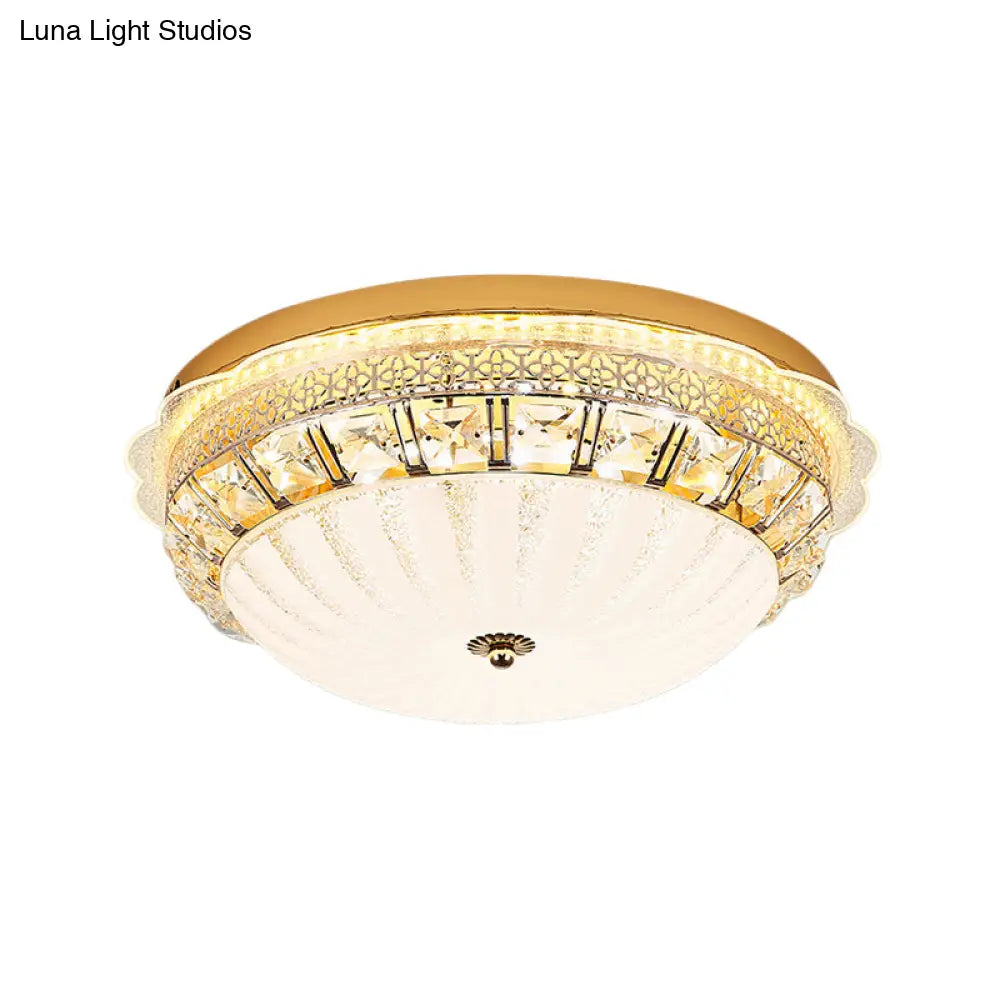 DecorBites™ DecorBites™ Classic Crystal Bowl Flush Ceiling Light - LED Flush Mount Fixture, White - 16"/19.5" Wide - Bedroom Lighting