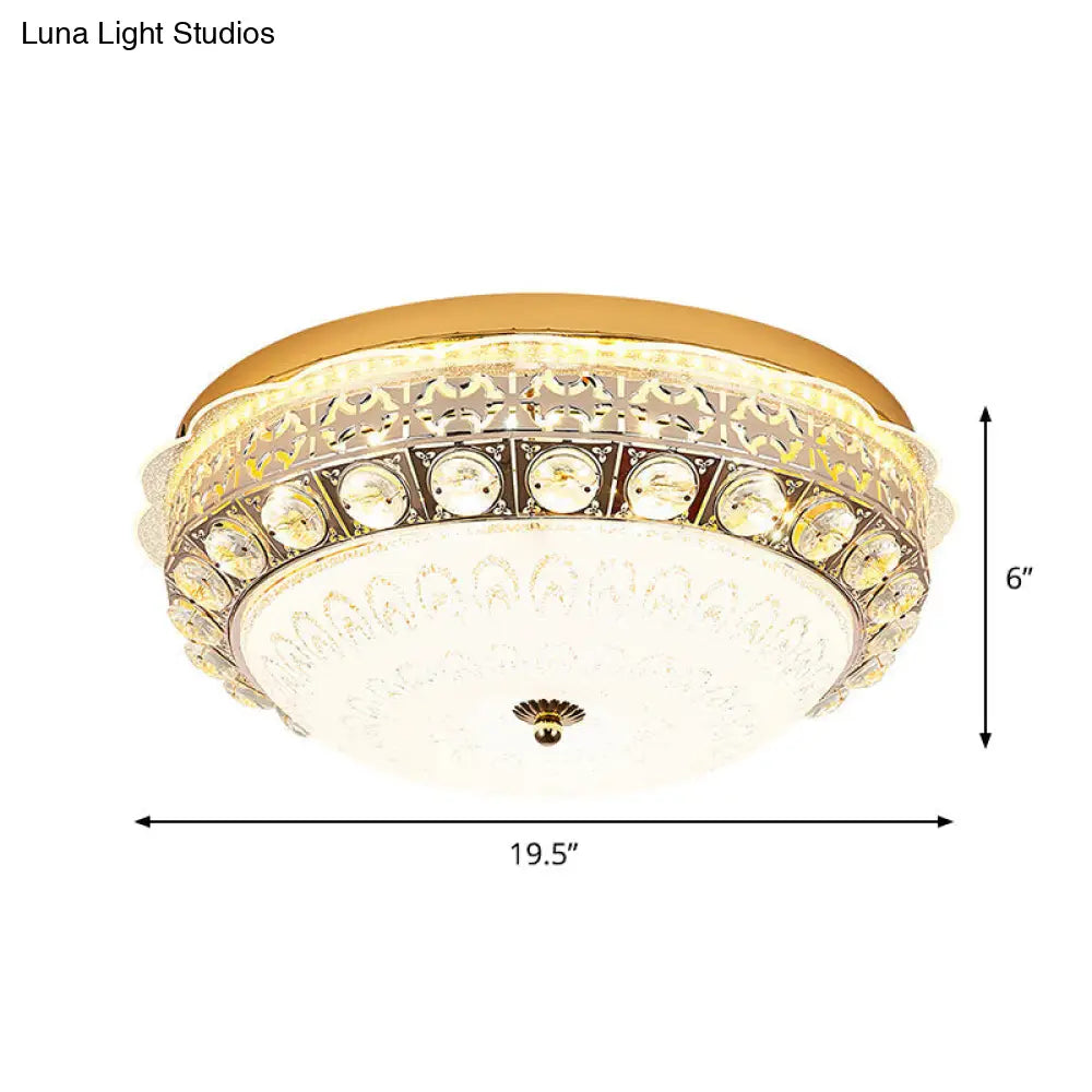 DecorBites™ DecorBites™ Classic Crystal Bowl Flush Ceiling Light - LED Flush Mount Fixture, White - 16"/19.5" Wide - Bedroom Lighting