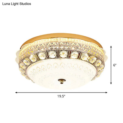 DecorBites™ DecorBites™ Classic Crystal Bowl Flush Ceiling Light - LED Flush Mount Fixture, White - 16"/19.5" Wide - Bedroom Lighting