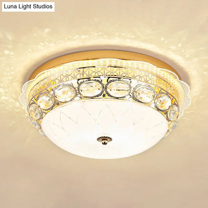 DecorBites™ DecorBites™ Classic Crystal Bowl Flush Ceiling Light - LED Flush Mount Fixture, White - 16"/19.5" Wide - Bedroom Lighting