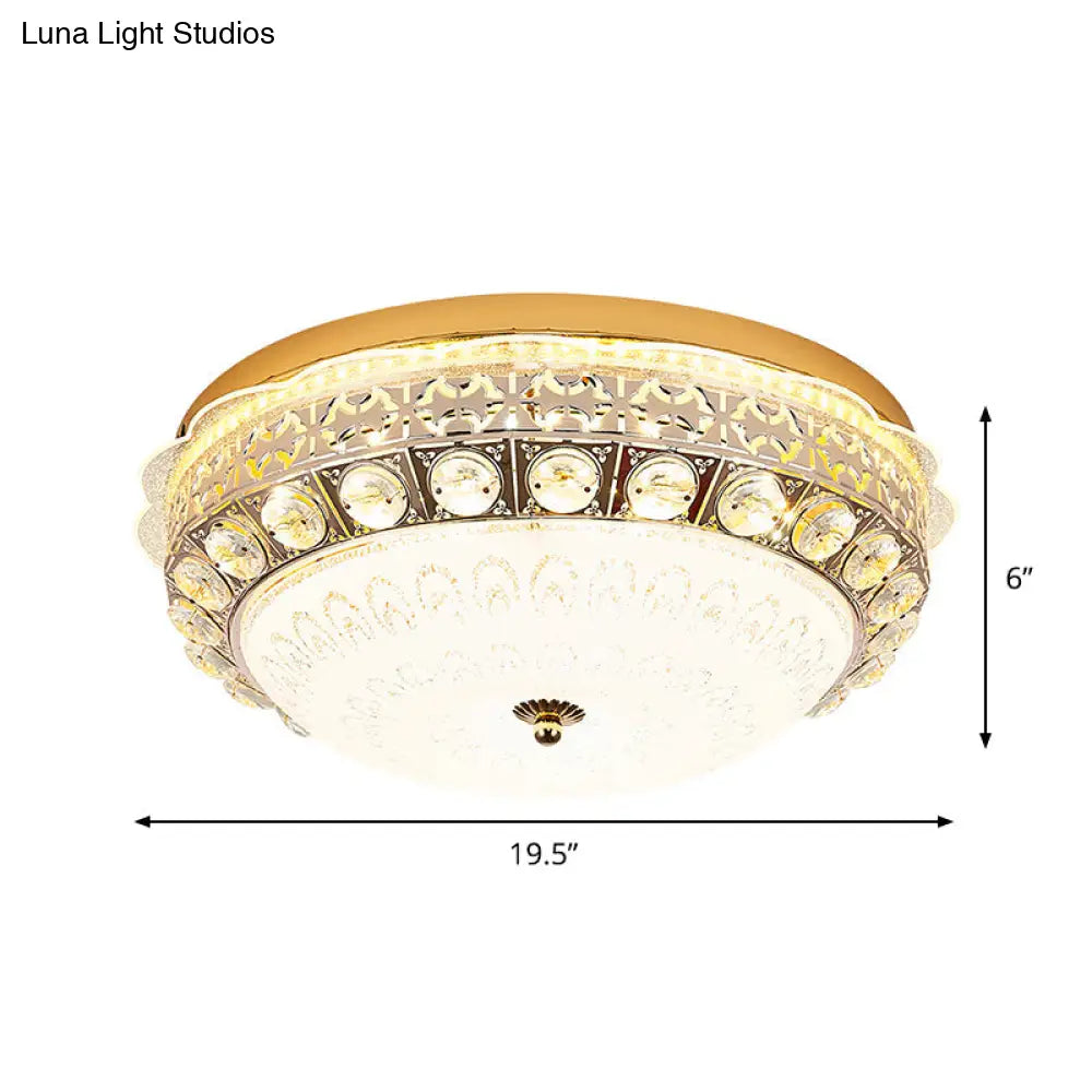 DecorBites™ DecorBites™ Classic Crystal Bowl Flush Ceiling Light - LED Flush Mount Fixture, White - 16"/19.5" Wide - Bedroom Lighting