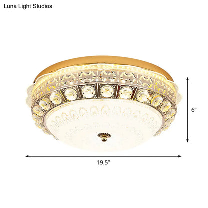 DecorBites™ DecorBites™ Classic Crystal Bowl Flush Ceiling Light - LED Flush Mount Fixture, White - 16"/19.5" Wide - Bedroom Lighting