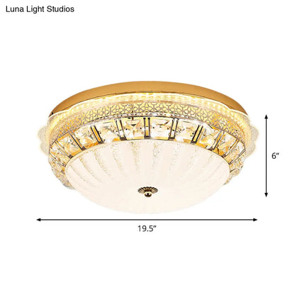 DecorBites™ DecorBites™ Classic Crystal Bowl Flush Ceiling Light - LED Flush Mount Fixture, White - 16"/19.5" Wide - Bedroom Lighting