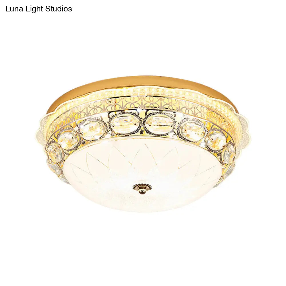DecorBites™ DecorBites™ Classic Crystal Bowl Flush Ceiling Light - LED Flush Mount Fixture, White - 16"/19.5" Wide - Bedroom Lighting