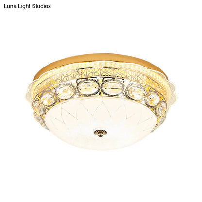 DecorBites™ DecorBites™ Classic Crystal Bowl Flush Ceiling Light - LED Flush Mount Fixture, White - 16"/19.5" Wide - Bedroom Lighting